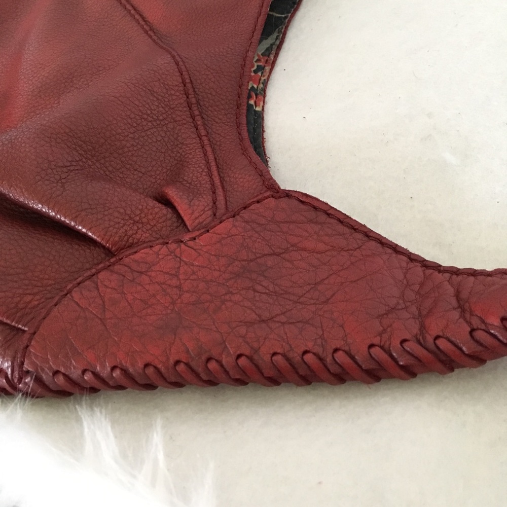 Lucky Brand Leather Hobo Bag Deep Red - Picture 15 of 15